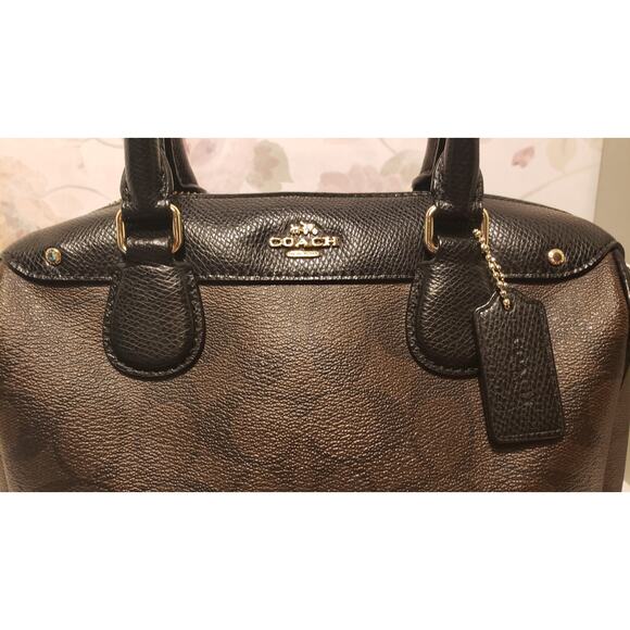 Coach Contemporary Mini Bennett Signature Canvas Leather Satchel Crossbody - Picture 10 of 12